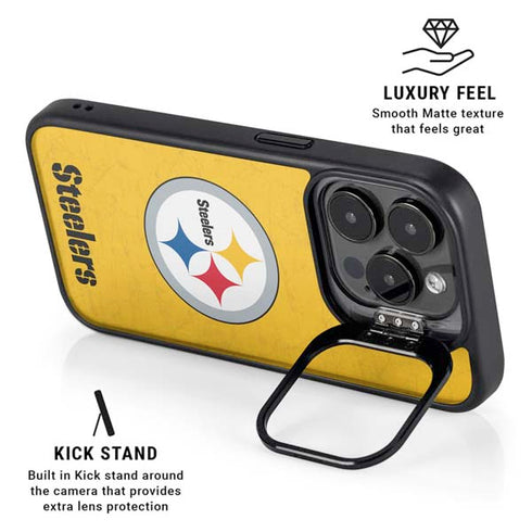 NFL Pittsburgh Steelers - Alternate Distressed iPhone 15 Pro Kickstand Case